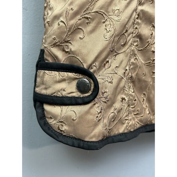 Eddie Bauer Womens Premium Goose Down Vest Womens Medium Tan Embroidered Floral - Picture 8 of 9